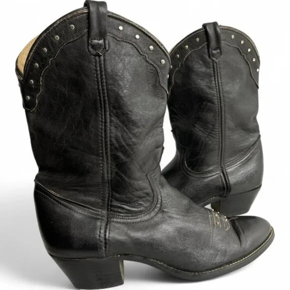 Dingo Black Leather Heeled Boots